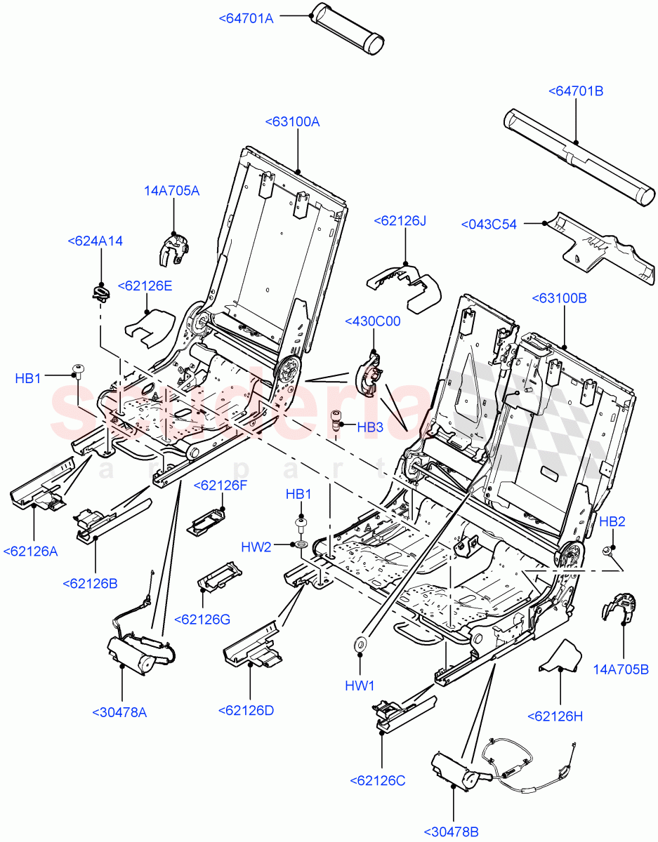 Rear Seat Base(Changsu (China),With 60/40 Manual Fold Thru Rr Seat) of Land Rover Land Rover Discovery Sport (2015+) [1.5 I3 Turbo Petrol AJ20P3]