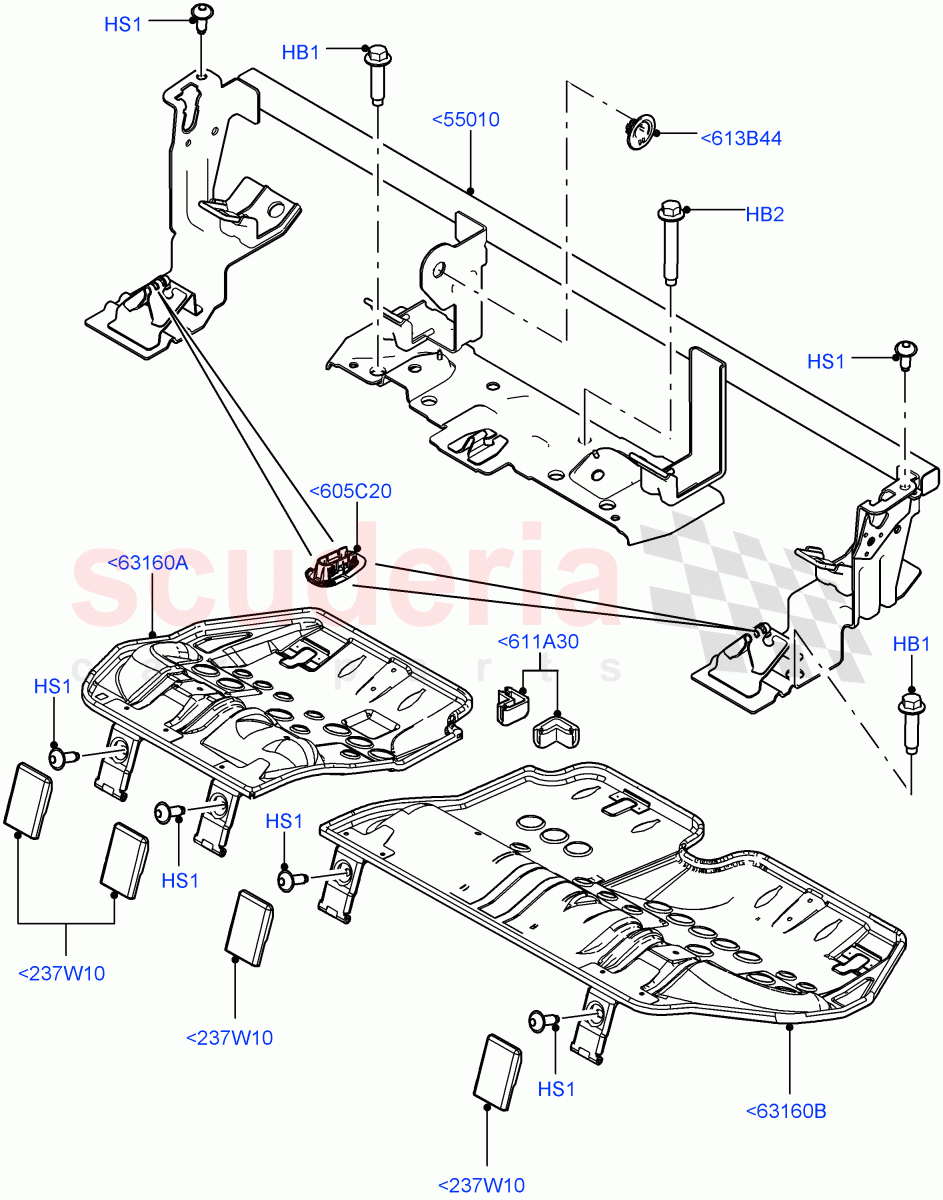 Rear Seat Base(Halewood (UK),With 60/40 Split - Folding Rr Seat) of Land Rover Land Rover Discovery Sport (2015+) [1.5 I3 Turbo Petrol AJ20P3]