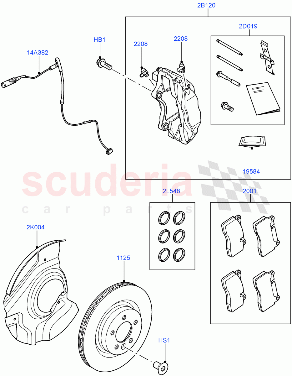 Front Brake Discs And Calipers (5.0L OHC SGDI SC V8 Petrol - AJ133) ((V) FROMAA000001) of Land Rover Land Rover Range Rover Sport (2010-2013) [5.0 OHC SGDI NA V8 Petrol]