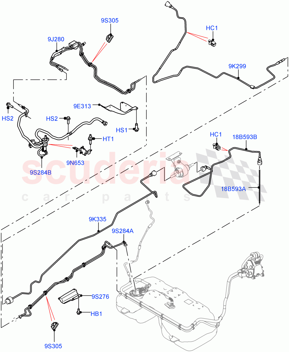 Fuel Lines (2.0L AJ20P4 Petrol Mid PTA, Changsu (China)) ((V) FROMKG446857) of Land Rover Land Rover Discovery Sport (2015+) [2.0 Turbo Petrol AJ200P]