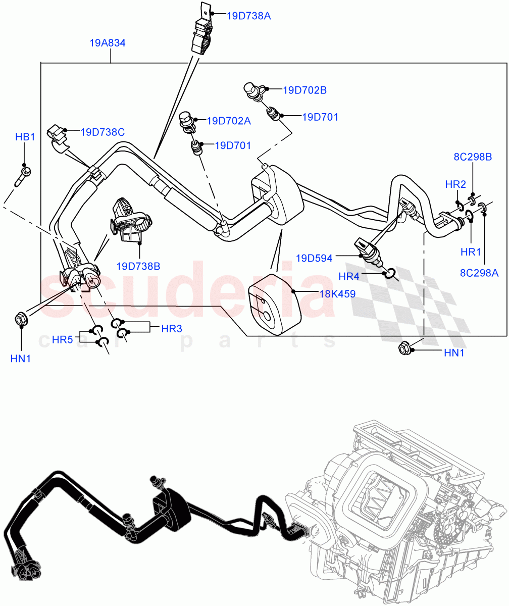 Air Conditioning System(Halewood (UK),Less Chiller Unit,Air Conditioning Refrigerant-R134A)((V)TOFH999999) of Land Rover Land Rover Discovery Sport (2015+) [2.2 Single Turbo Diesel]