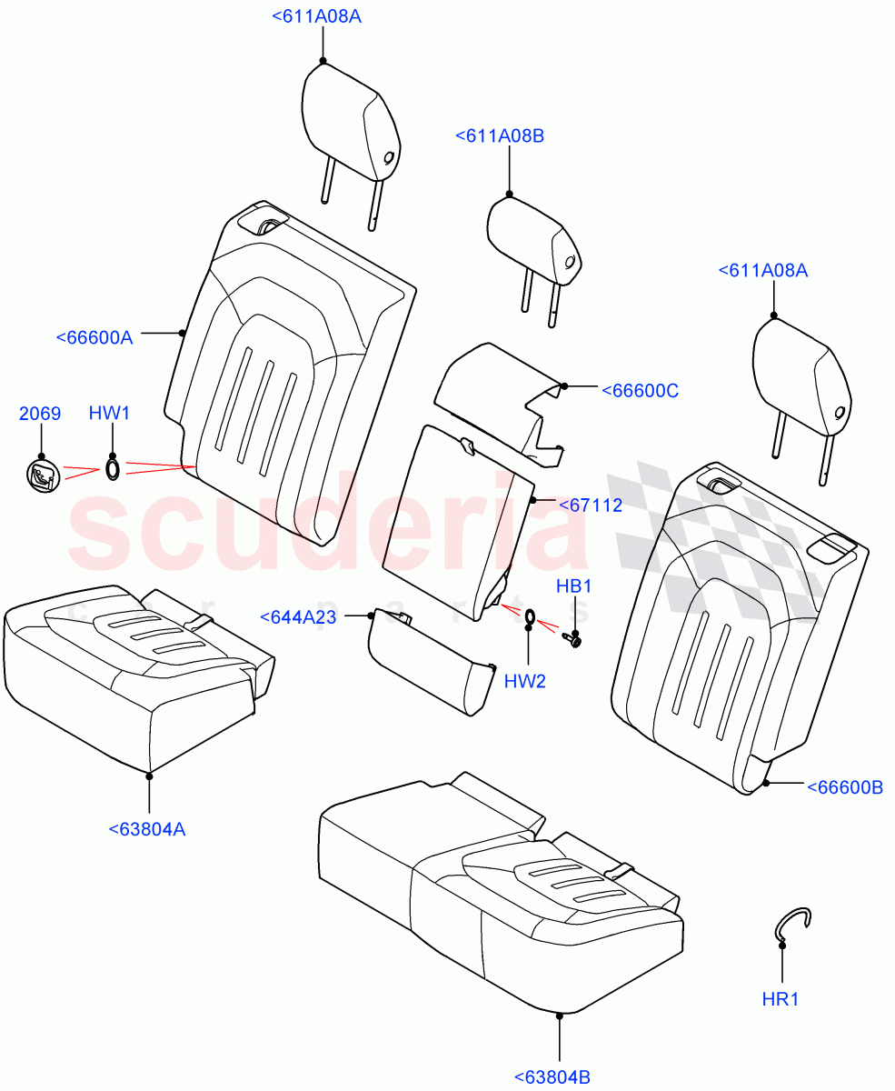 Rear Seat Covers(Standard Wheelbase,Miko Perf/ PVC,With 40/20/40 Split Fold Rear Seat) of Land Rover Land Rover Defender (2020+) [2.0 Turbo Diesel]