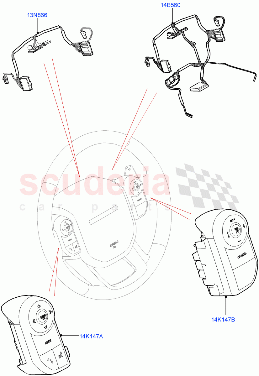 Switches(Steering Wheel, Solihull Plant Build)((V)FROMHA000001) of Land Rover Land Rover Discovery 5 (2017+) [3.0 I6 Turbo Diesel AJ20D6]