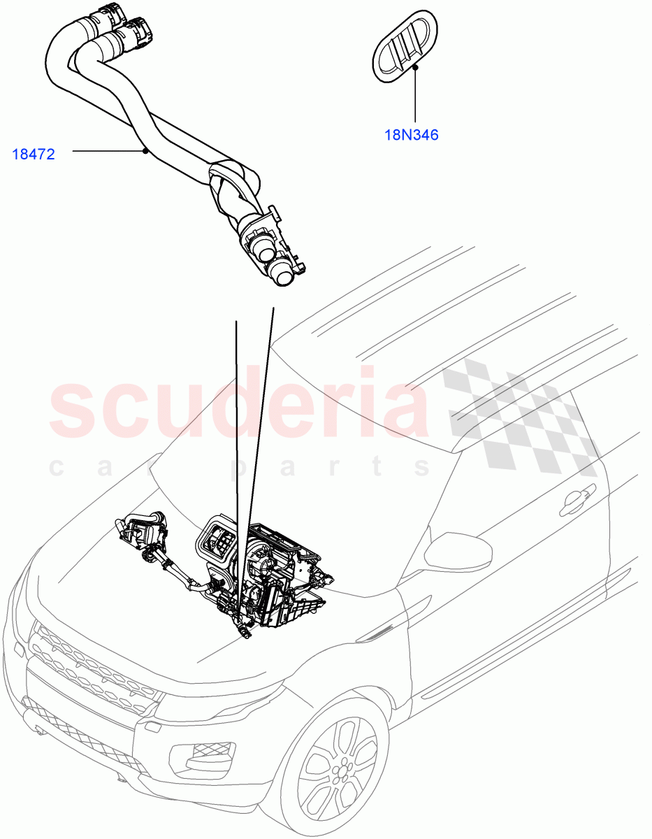 Heater Hoses(2.0L 16V TIVCT T/C 240PS Petrol,Itatiaia (Brazil),2.0L I4 DSL MID DOHC AJ200,2.0L I4 DSL HIGH DOHC AJ200)((V)FROMGT000001) of Land Rover Land Rover Range Rover Evoque (2012-2018) [2.0 Turbo Petrol GTDI]