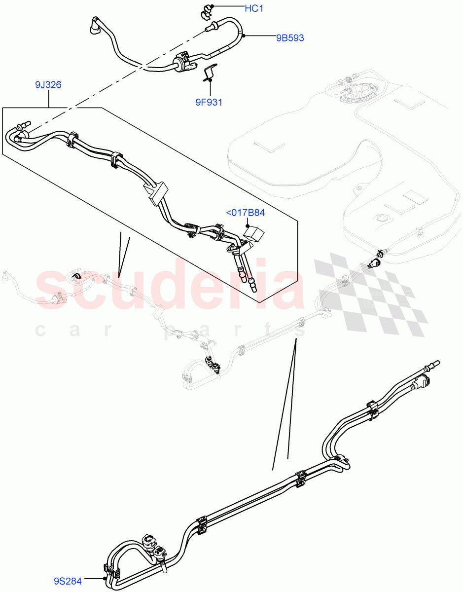 Fuel Lines (Front) (5.0L OHC SGDI SC V8 Petrol - AJ133, (-) "CDN/USA", Less FFV- (Ethanol) Fuel, (-) "KOR") ((V) FROMEA000001) of Land Rover Land Rover Range Rover (2012-2021) [5.0 OHC SGDI SC V8 Petrol]