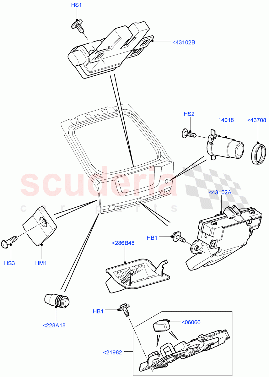 Luggage Compt/Tailgte Lock Controls ((V) FROMAA000001, (V) TOBA999999) of Land Rover Land Rover Range Rover Sport (2010-2013) [3.0 Diesel 24V DOHC TC]