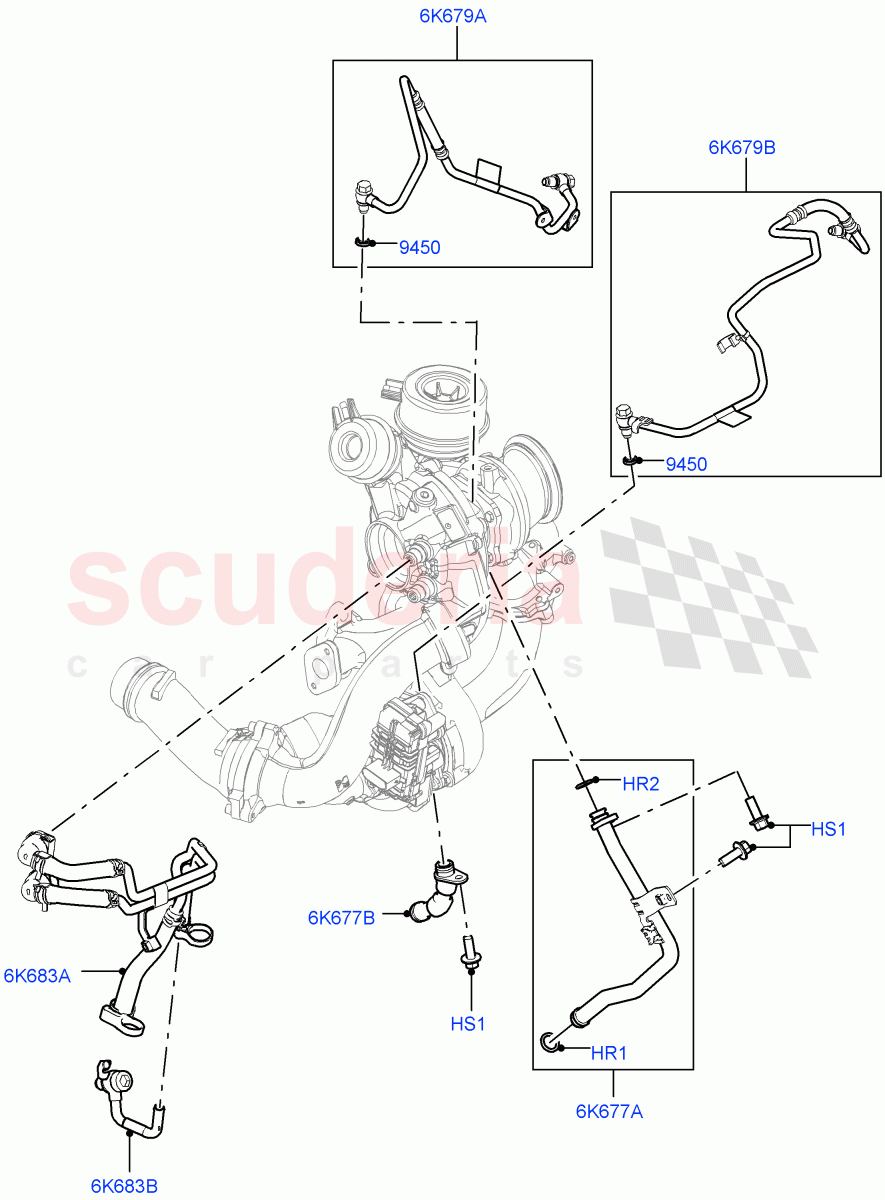 Turbocharger (Lubrication And Cooling) (2.0L AJ20D4 Diesel High PTA, Halewood (UK)) of Land Rover Land Rover Discovery Sport (2015+) [2.0 Turbo Diesel]