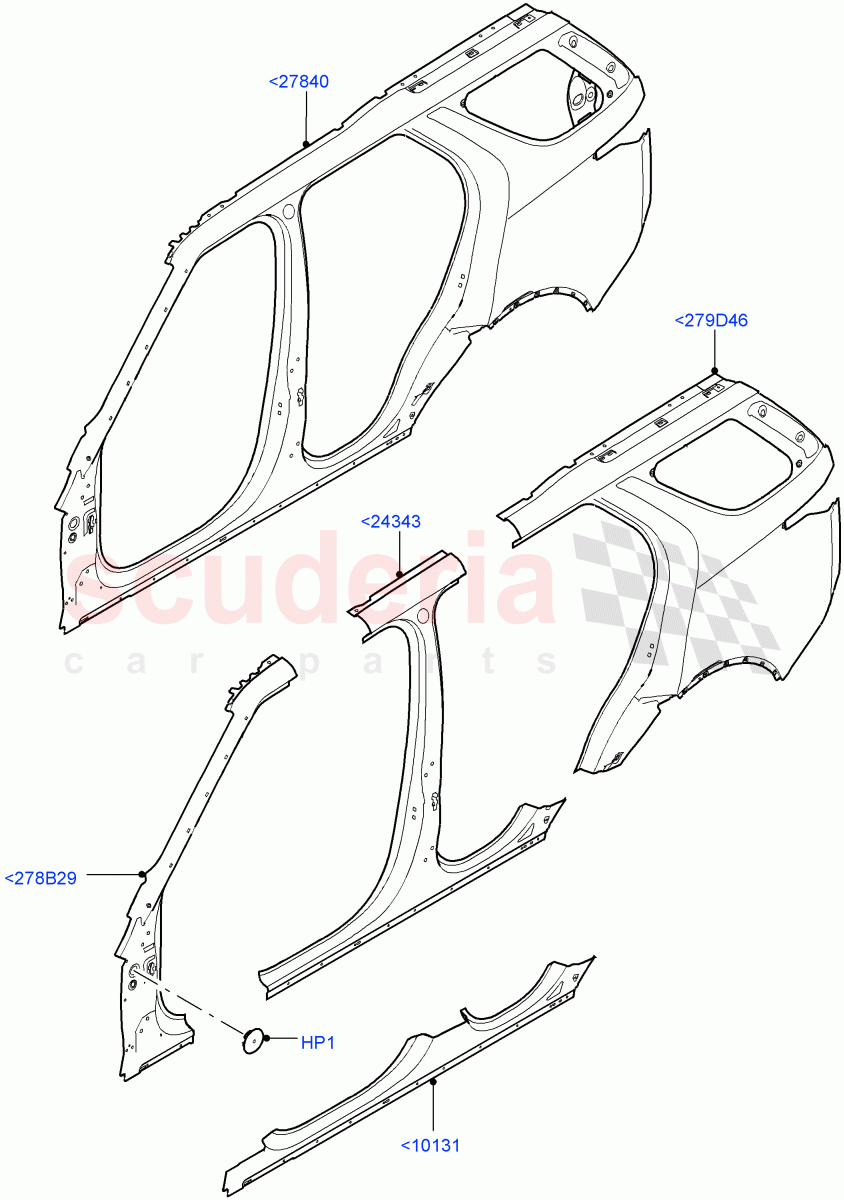 Side Panels - Outer(Nitra Plant Build)((V)FROMK2000001) of Land Rover Land Rover Discovery 5 (2017+) [2.0 Turbo Petrol AJ200P]