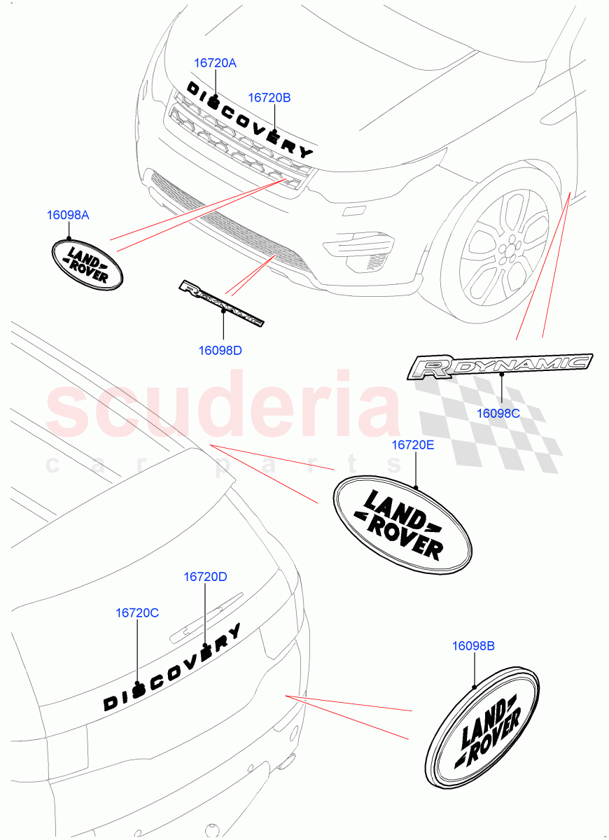 Name Plates(Halewood (UK)) of Land Rover Land Rover Discovery Sport (2015+) [1.5 I3 Turbo Petrol AJ20P3]