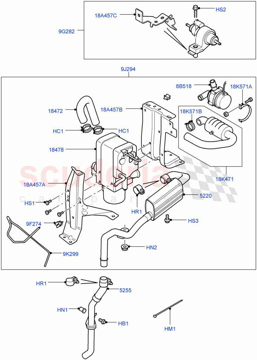 Auxiliary Fuel Fired Pre-Heater (Page A) (With Fuel Fired Heater) ((V) TO9A999999) of Land Rover Land Rover Range Rover Sport (2005-2009) [4.2 Petrol V8 Supercharged]