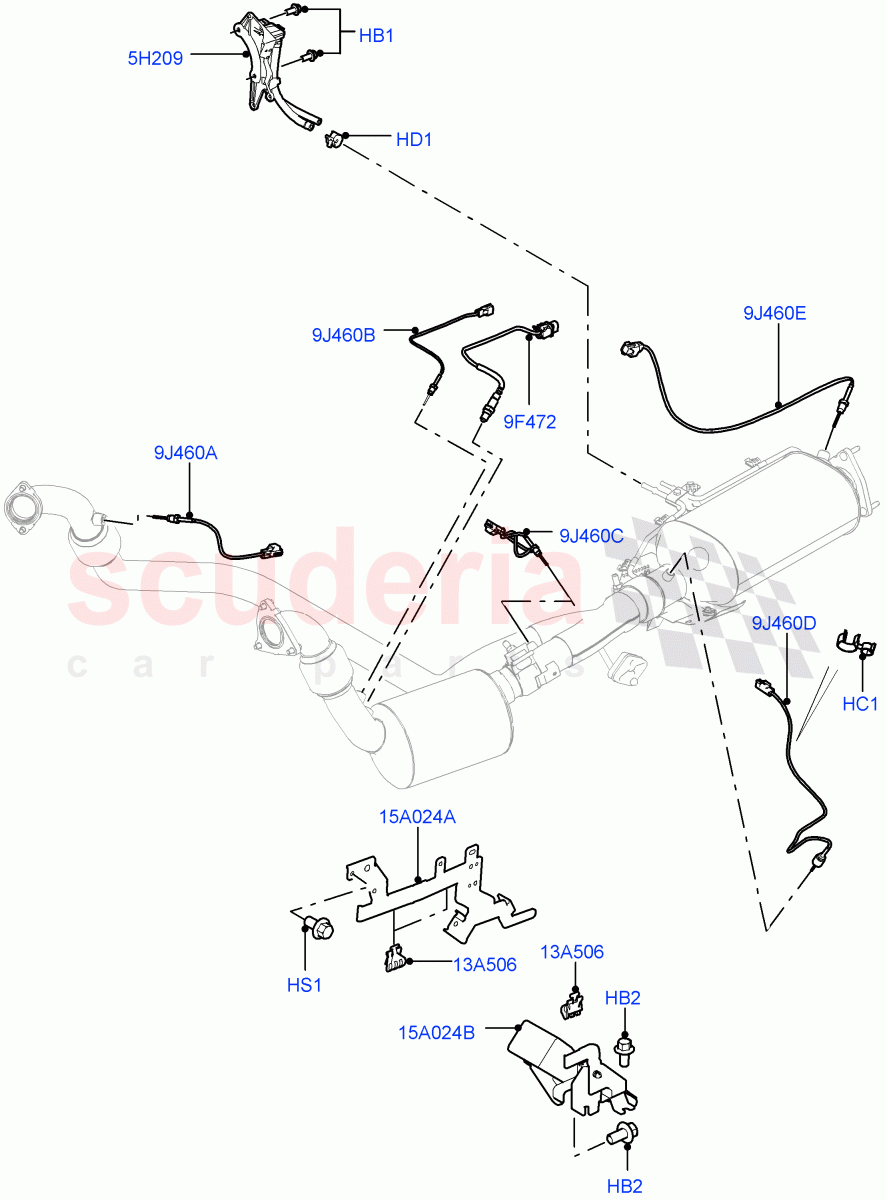 Exhaust Sensors And Modules (3.0 V6 Diesel, Proconve L6 Emissions, Stage V Plus DPF, L6 Diesel Emissions) ((V) FROMAA000001) of Land Rover Land Rover Range Rover Sport (2010-2013) [3.0 Diesel 24V DOHC TC]