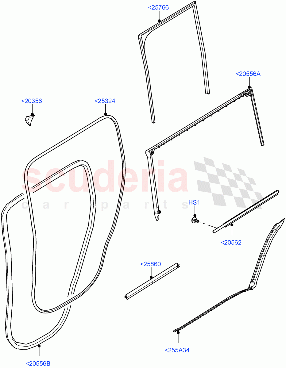 Rear Doors, Hinges & Weatherstrips(Weatherstrips And Seals)(Standard Wheelbase) of Land Rover Land Rover Defender (2020+) [2.0 Turbo Diesel]