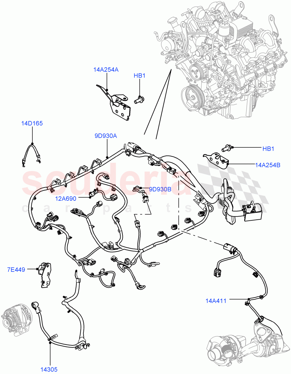 Electrical Wiring - Engine And Dash(4.4L DOHC DITC V8 Diesel) of Land Rover Land Rover Range Rover (2012-2021) [5.0 OHC SGDI NA V8 Petrol]