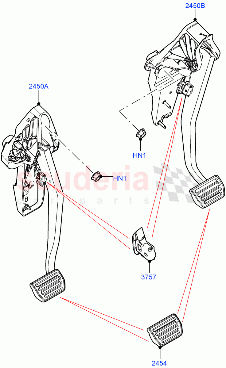 Brake And Clutch Controls(8 Speed Automatic Trans 8G30,Halewood (UK))((V)FROMLH000001) of Land Rover Land Rover Range Rover Evoque (2019+) [2.0 Turbo Diesel]