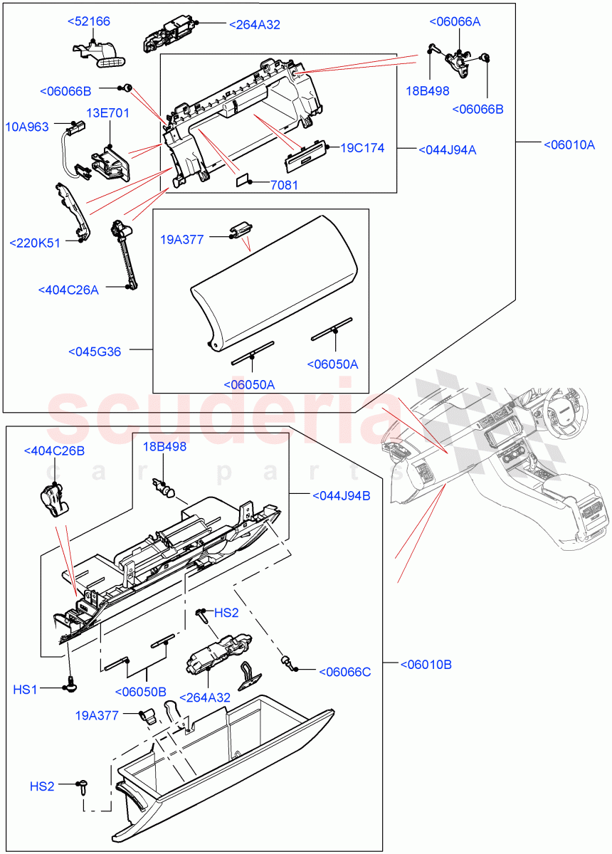 Glove Box ((V) FROMJA000001) of Land Rover Land Rover Range Rover Sport (2014+) [3.0 I6 Turbo Diesel AJ20D6]