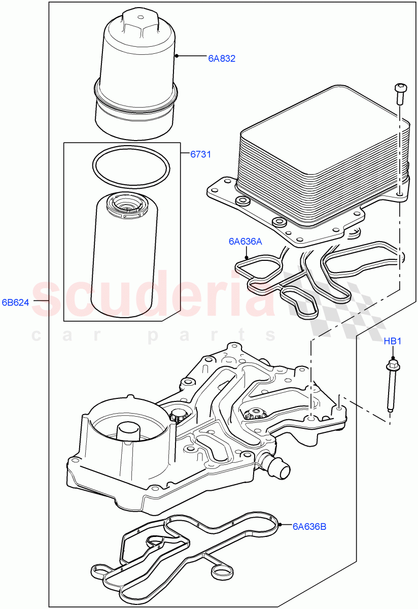 Oil Cooler And Filter (4.4L DOHC DITC V8 Diesel) ((V) FROMBA000001) of Land Rover Land Rover Range Rover (2012-2021) [4.4 DOHC Diesel V8 DITC]