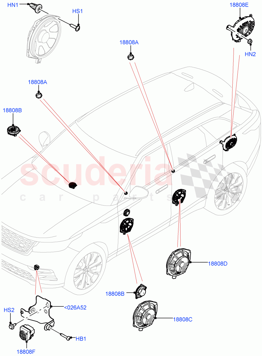 Speakers(Hi Line Audio System - 600 W) of Land Rover Land Rover Range Rover Velar (2017+) [5.0 OHC SGDI SC V8 Petrol]