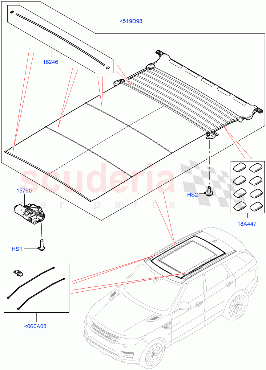 Sliding Roof Mechanism And Controls(Sun Blinds)(With Roof Conversion-Panorama Roof)((V)FROMFA000001) of Land Rover Land Rover Range Rover Sport (2014+) [2.0 Turbo Diesel]