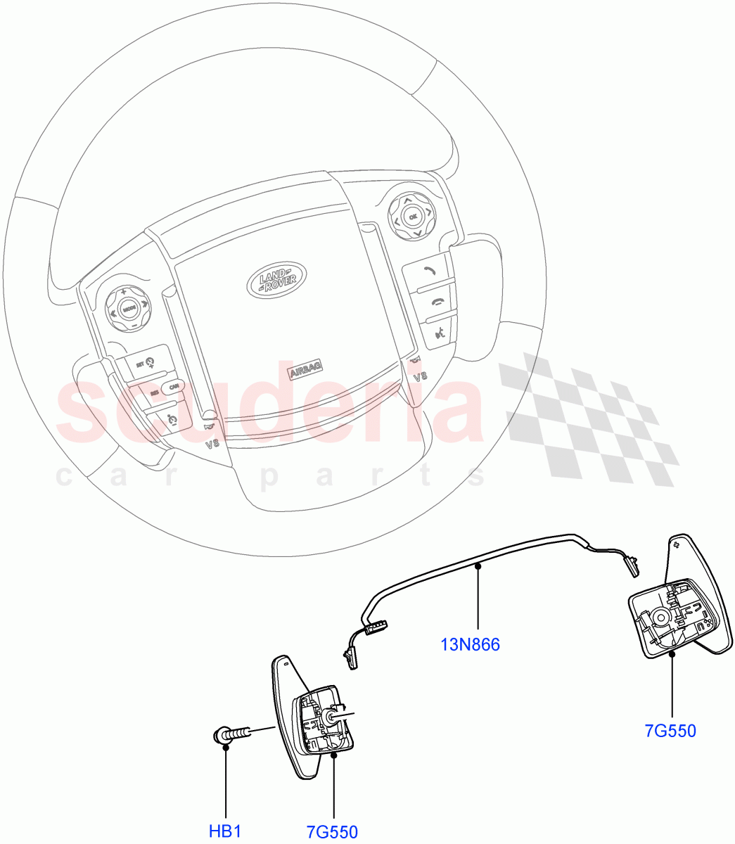 Gear Change-Automatic Transmission(Steering Wheel)(3.6L V8 32V DOHC EFi Diesel Lion,6 Speed Auto ZF 6HP26 Steptronic,Lion Diesel 2.7 V6 (140KW))((V)FROMAA000001) of Land Rover Land Rover Range Rover Sport (2010-2013) [5.0 OHC SGDI NA V8 Petrol]