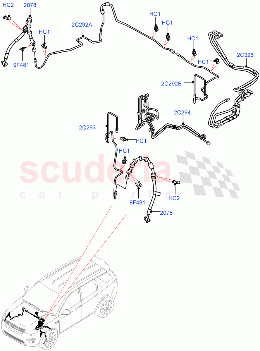 Front Brake Pipes (Changsu (China), Electric Engine Battery-MHEV, Less Electric Engine Battery) ((V) FROMKG446857) of Land Rover Land Rover Discovery Sport (2015+) [2.0 Turbo Petrol AJ200P]