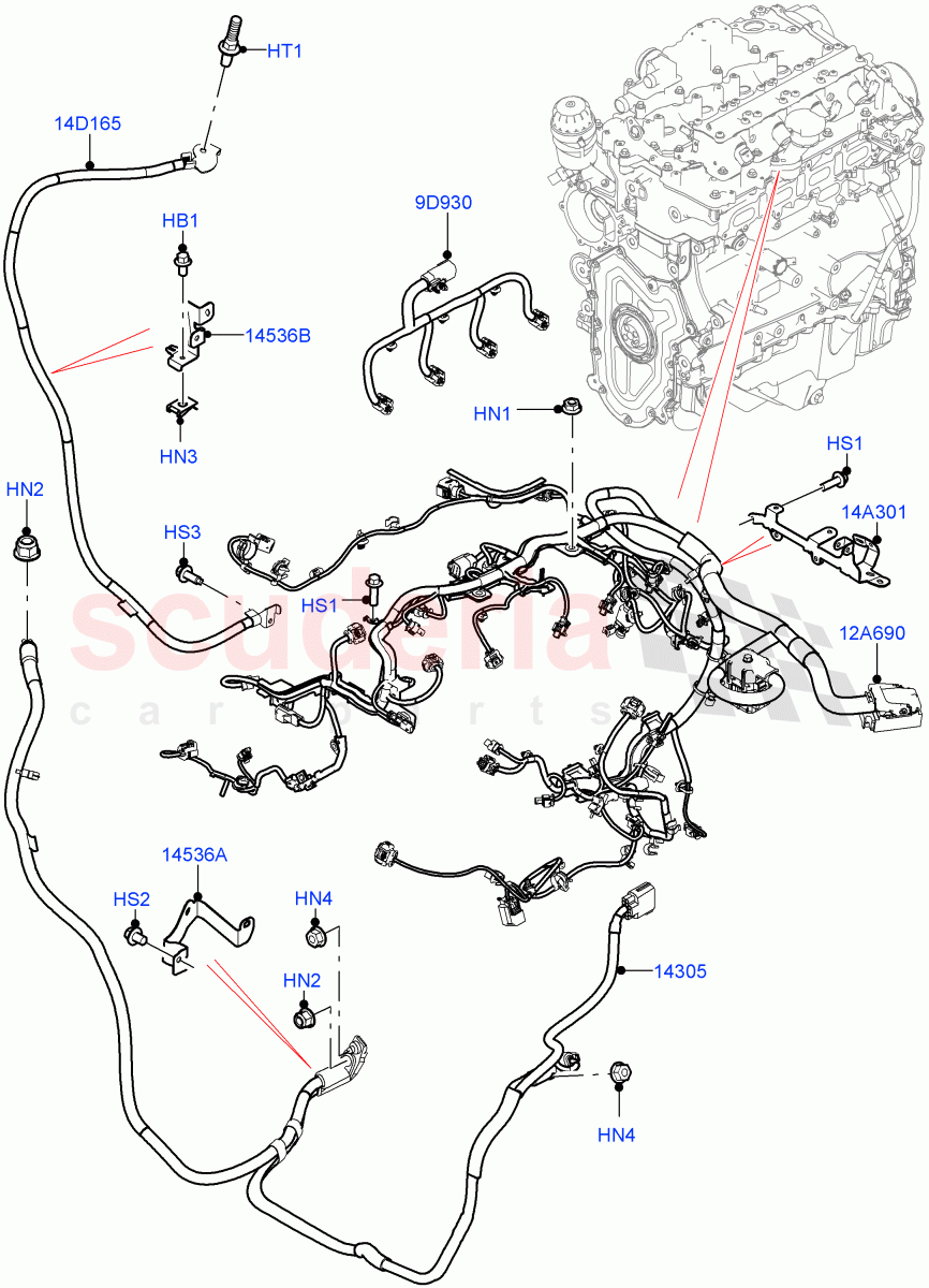 Engine Harness(2.0L AJ200P Hi PHEV) of Land Rover Land Rover Defender (2020+) [3.0 I6 Turbo Diesel AJ20D6]