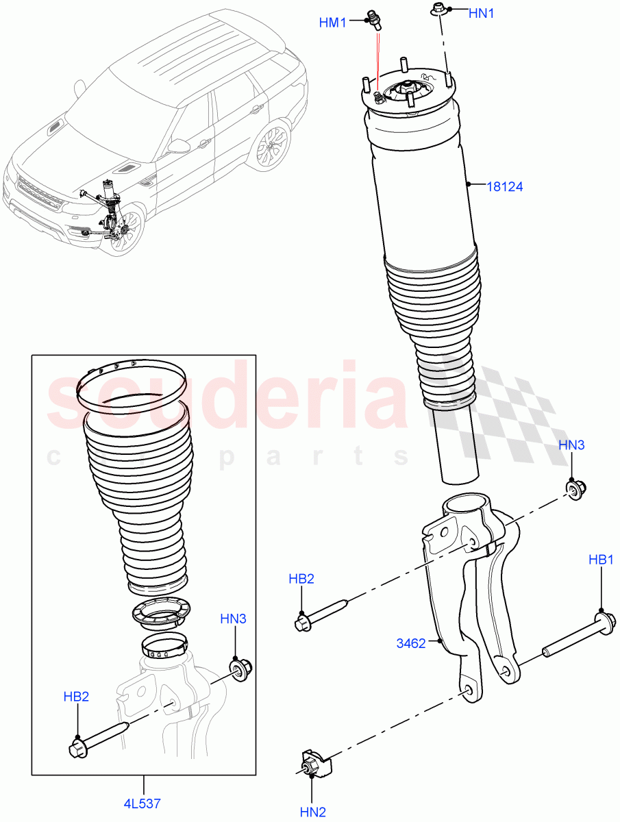 Front Suspension Struts And Springs(Version - Core,With Four Corner Air Suspension,Non SVR,Electronic Air Suspension With ACE) of Land Rover Land Rover Range Rover Sport (2014+) [2.0 Turbo Petrol GTDI]