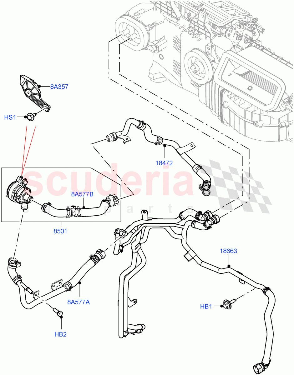 Heater Hoses(Front)(3.0L AJ20P6 Petrol High,Less Heater,Premium Air Conditioning-Front/Rear,With Ptc Heater)((V)FROMKA000001) of Land Rover Land Rover Range Rover Sport (2014+) [2.0 Turbo Diesel]