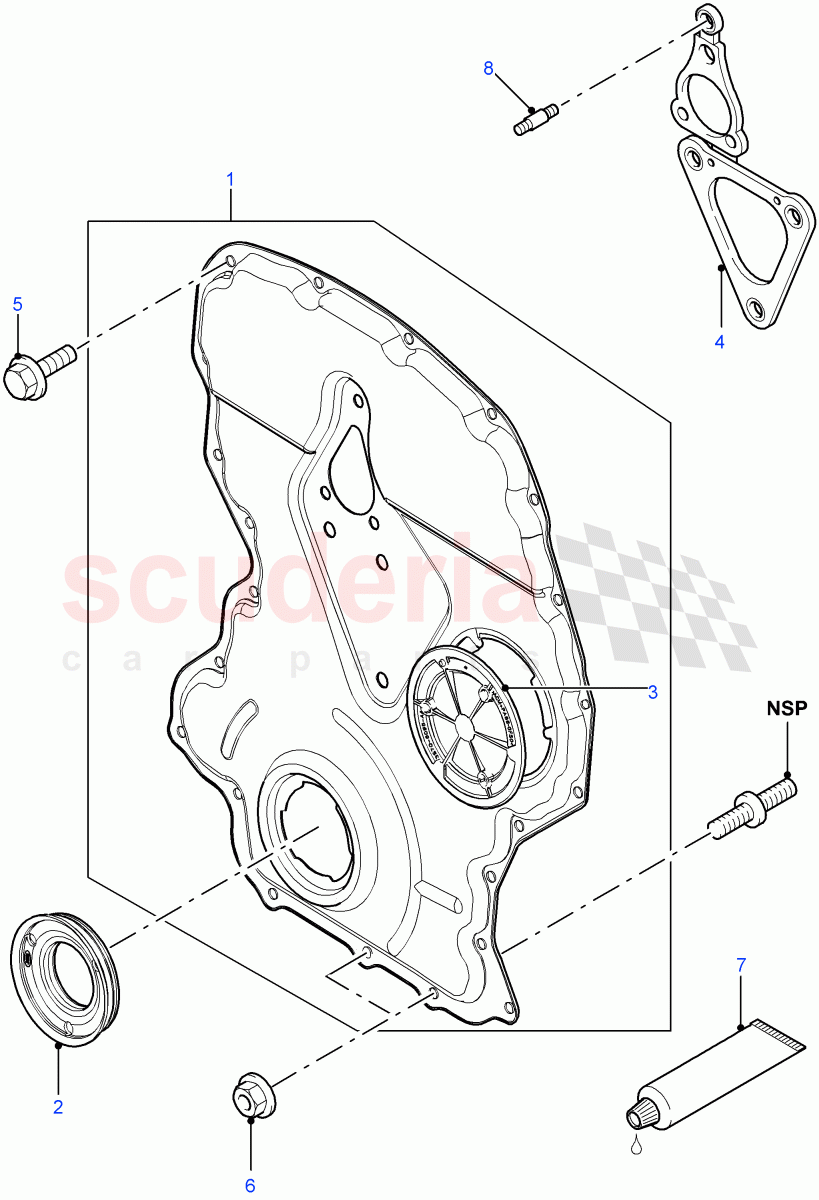 Timing Gear Covers (2.2L 16V TC I4 DSL 122PS PUMA) ((V) FROMCA000001) of Land Rover Land Rover Defender (2007-2016)