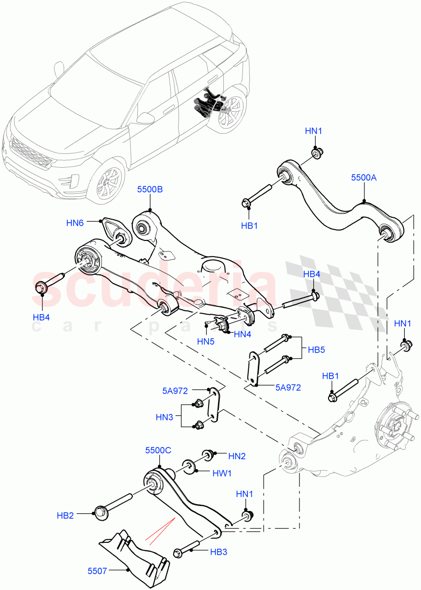 Rear Suspension Arms(Changsu (China)) of Land Rover Land Rover Range Rover Evoque (2019+) [2.0 Turbo Diesel AJ21D4]