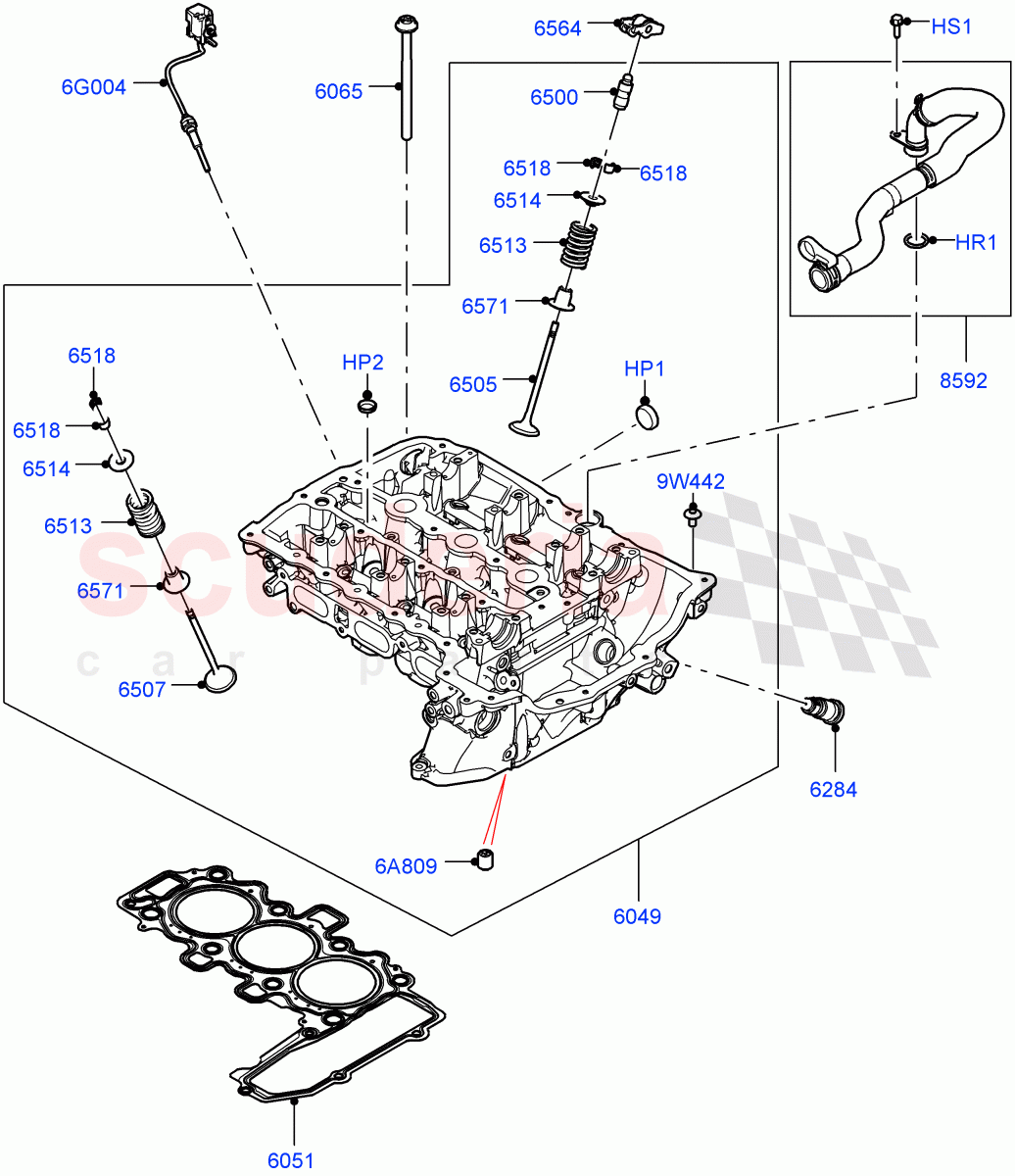 Cylinder Head (1.5L AJ20P3 Petrol High PHEV, Halewood (UK), 1.5L AJ20P3 Petrol High) ((V) FROMLH000001) of Land Rover Land Rover Range Rover Evoque (2019+) [1.5 I3 Turbo Petrol AJ20P3]