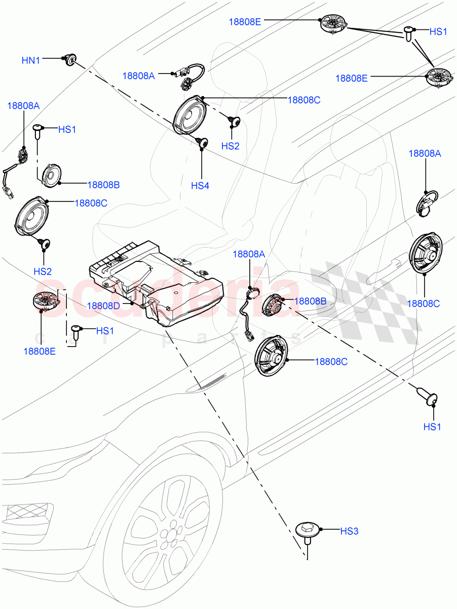 Speakers(Halewood (UK),Premium Audio 1280 W) of Land Rover Land Rover Range Rover Evoque (2012-2018) [2.0 Turbo Diesel]