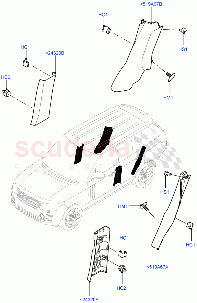 Side Trim (Centre, Front And Rear) (Taurus Leather) of Land Rover Land Rover Range Rover (2012-2021) [2.0 Turbo Petrol GTDI]
