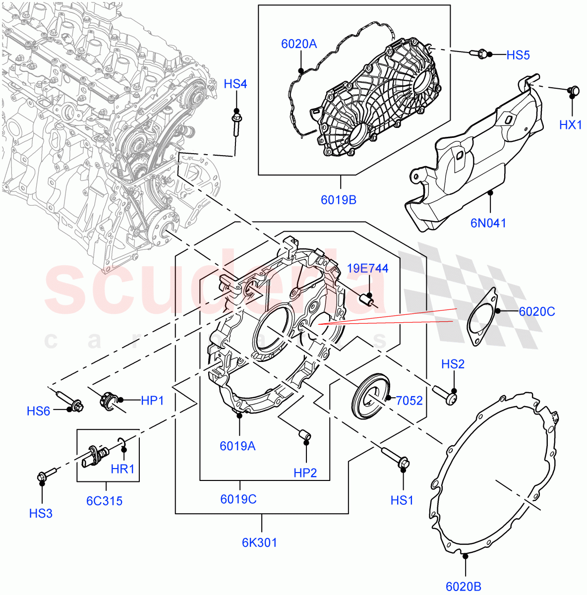 Timing Gear Covers (3.0L AJ20P6 Petrol High) ((V) FROMKA000001) of Land Rover Land Rover Range Rover (2012-2021) [3.0 I6 Turbo Petrol AJ20P6]