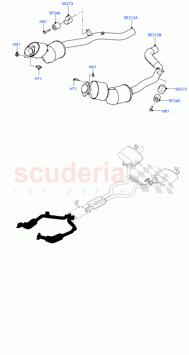 Front Exhaust System(3.0L DOHC GDI SC V6 PETROL,Beijing 6 Petrol Emission)((V)FROMJA000001) of Land Rover Land Rover Discovery 5 (2017+) [3.0 DOHC GDI SC V6 Petrol]