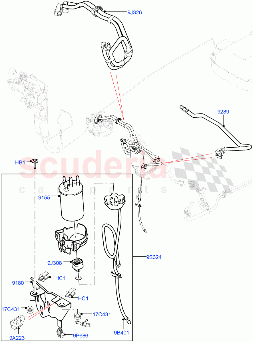 Fuel Lines (Front) (3.0 V6 Diesel) of Land Rover Land Rover Range Rover Sport (2014+) [3.0 Diesel 24V DOHC TC]