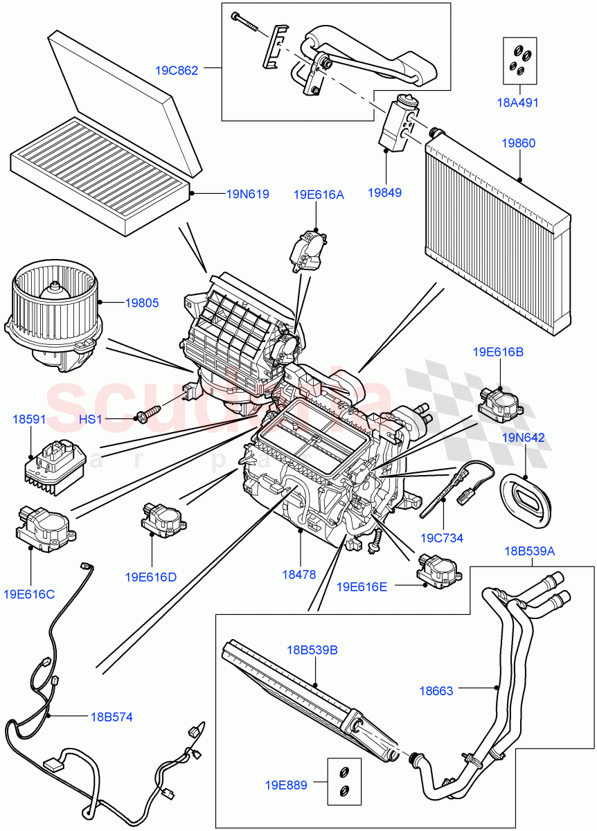 Heater/Air Cond.Internal Components((V)TO9A999999) of Land Rover Land Rover Range Rover Sport (2005-2009) [3.6 V8 32V DOHC EFI Diesel]