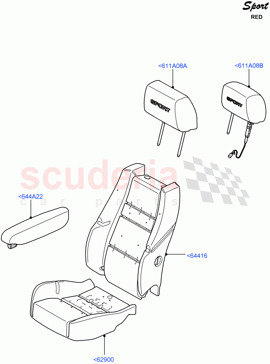 Front Seat Covers(Red Sport LE)((V)FROMDA000001) of Land Rover Land Rover Range Rover Sport (2010-2013) [3.6 V8 32V DOHC EFI Diesel]