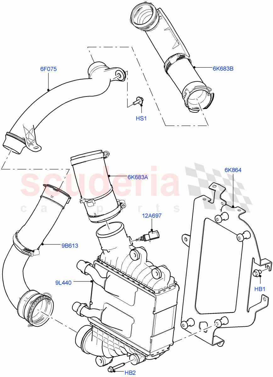 Intercooler/Air Ducts And Hoses (2.0L I4 DSL MID DOHC AJ200, Halewood (UK)) of Land Rover Land Rover Range Rover Evoque (2012-2018) [2.0 Turbo Diesel]