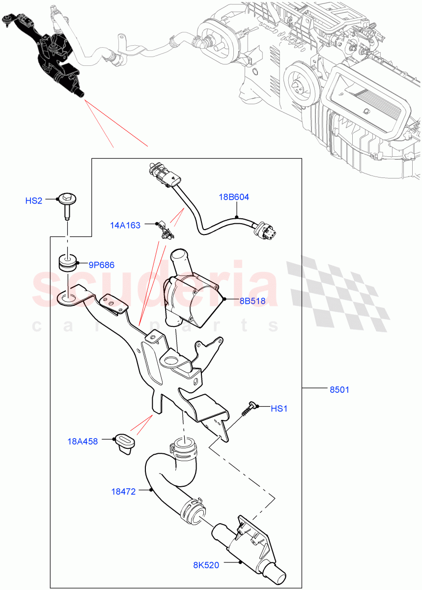 Auxiliary Circulation Coolant Pump(3.0L DOHC GDI SC V6 PETROL,Electric Auxiliary Coolant Pump,5.0L P AJ133 DOHC CDA S/C Enhanced,3.0 V6 D Low MT ROW,5.0 Petrol AJ133 DOHC CDA)((V)FROMJA000001) of Land Rover Land Rover Range Rover Sport (2014+) [4.4 DOHC Diesel V8 DITC]