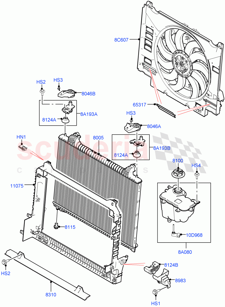 Radiator/Coolant Overflow Container (3.0 V6 D Gen2 Twin Turbo) of Land Rover Land Rover Range Rover Velar (2017+) [3.0 Diesel 24V DOHC TC]