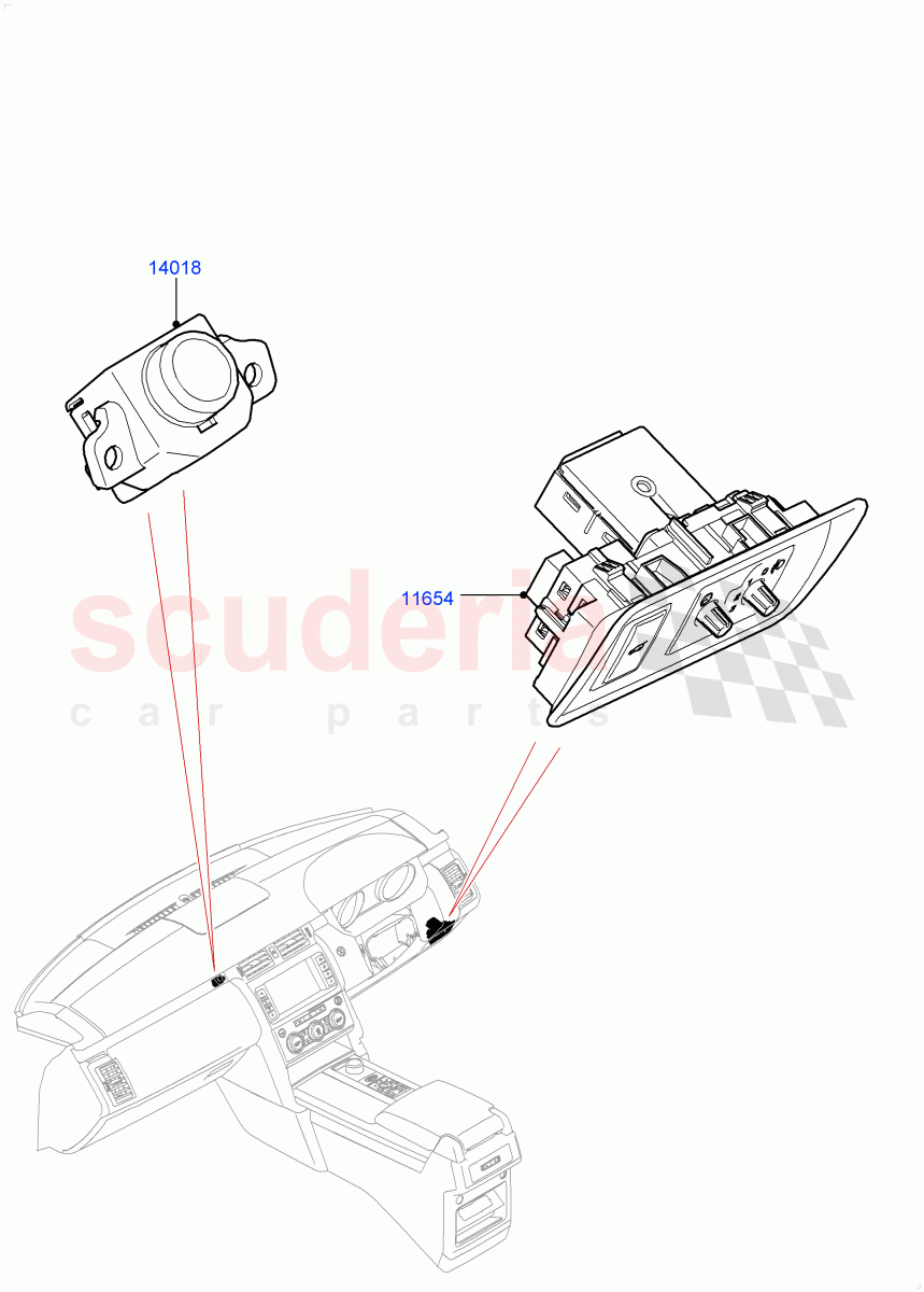 Switches(Nitra Plant Build, Auxiliary Unit)((V)FROMK2000001,(V)TOL2999999) of Land Rover Land Rover Discovery 5 (2017+) [3.0 DOHC GDI SC V6 Petrol]