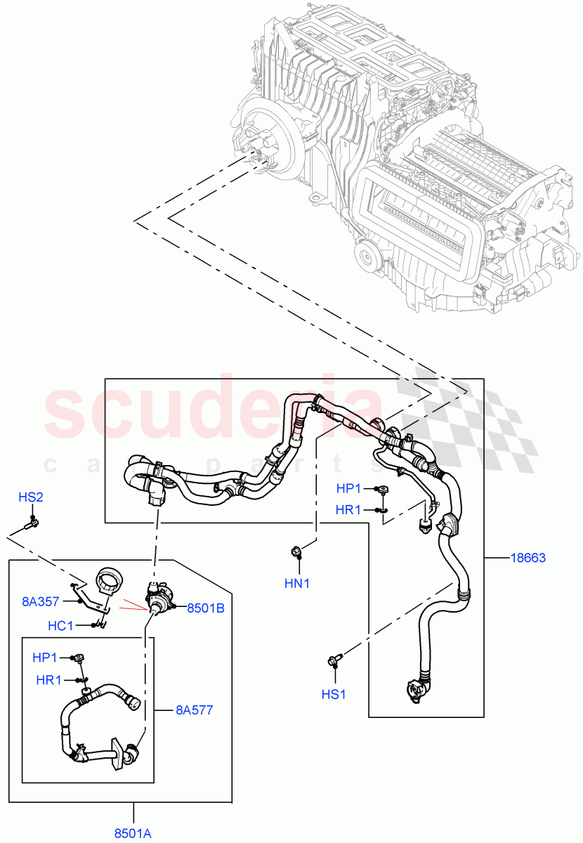 Heater Hoses(3.0L AJ20D6 Diesel High,With Ptc Heater,Premium Air Conditioning-Front/Rear,Less Heater) of Land Rover Land Rover Range Rover (2022+) [3.0 I6 Turbo Diesel AJ20D6]