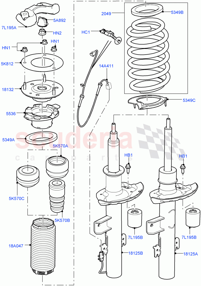 Rear Springs And Shock Absorbers (3 Door, Halewood (UK), 5 Door) of Land Rover Land Rover Range Rover Evoque (2012-2018) [2.0 Turbo Diesel]