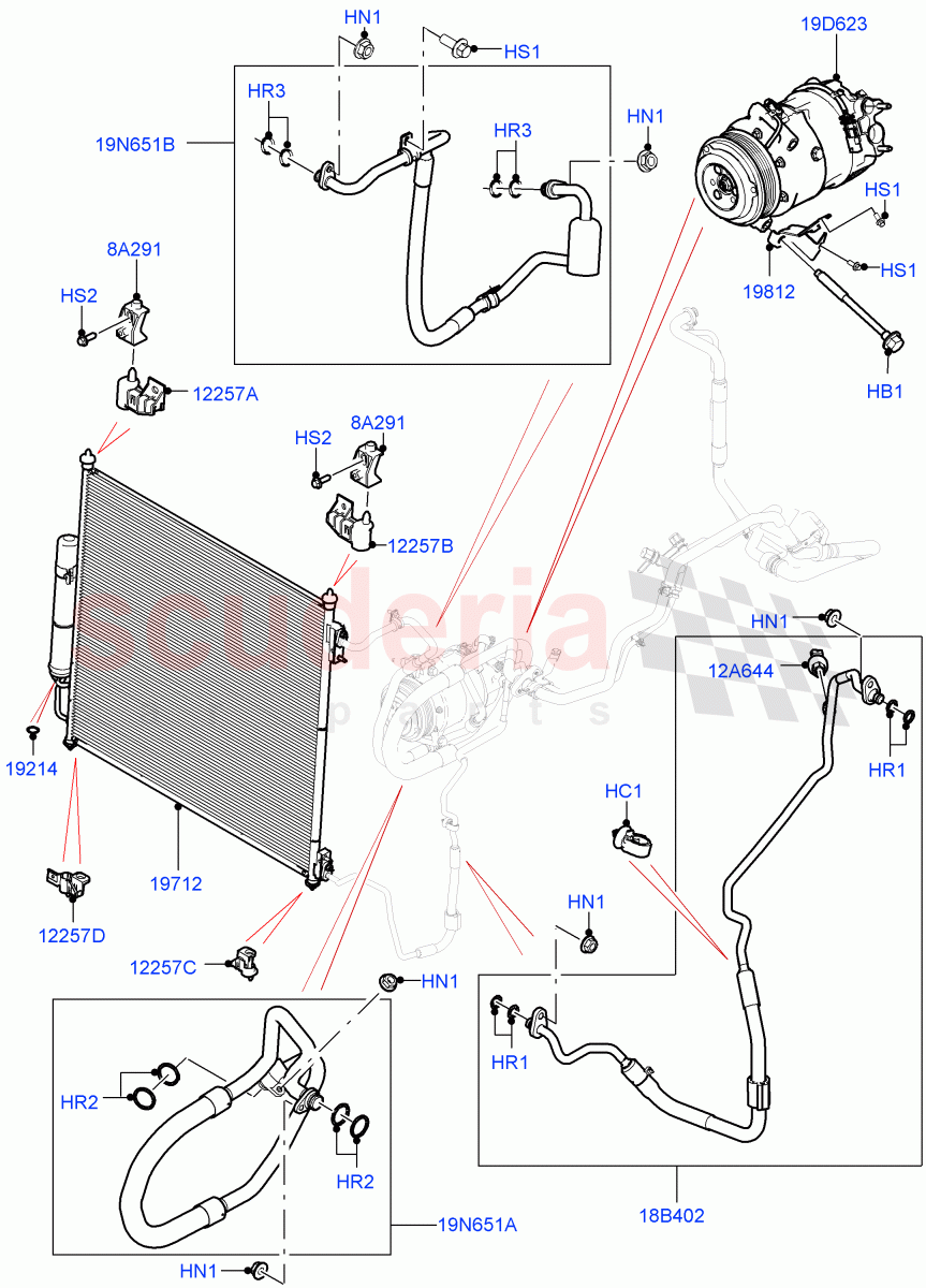 Air Conditioning Condensr/Compressr(Front)(5.0 Petrol AJ133 DOHC CDA)((V)FROMM2000001) of Land Rover Land Rover Defender (2020+) [5.0 OHC SGDI SC V8 Petrol]