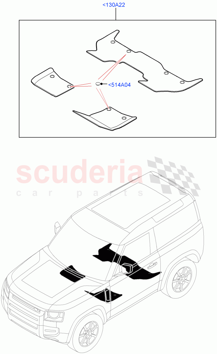 Floor Trim(Floor Mats)(Short Wheelbase,Front Floor Carpet Mats) of Land Rover Land Rover Defender (2020+) [3.0 I6 Turbo Diesel AJ20D6]