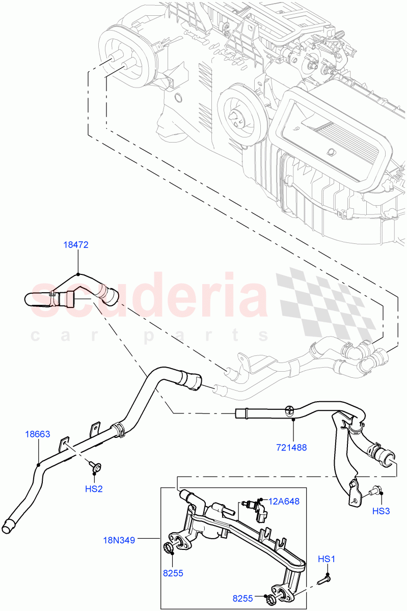 Heater Hoses (Front) (5.0L OHC SGDI SC V8 Petrol - AJ133, Less Auxiliary Coolant Pumps, With Fresh Air Heater, With Ptc Heater, With Fuel Fired Heater) ((V) TOHA999999) of Land Rover Land Rover Range Rover Sport (2014+) [3.0 I6 Turbo Diesel AJ20D6]