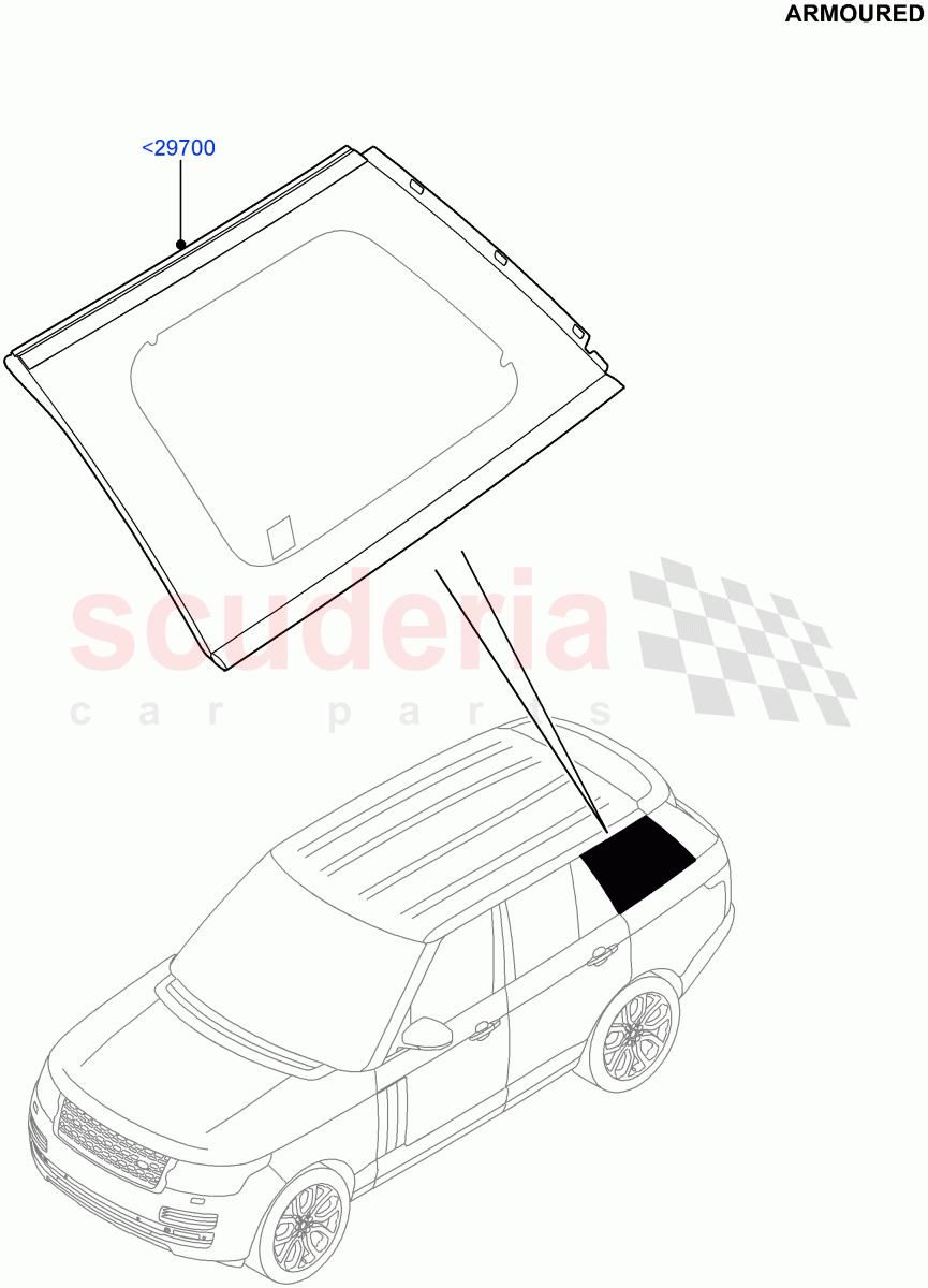 Quarter Windows(Armoured)((V)FROMEA000001) of Land Rover Land Rover Range Rover (2012-2021) [5.0 OHC SGDI NA V8 Petrol]