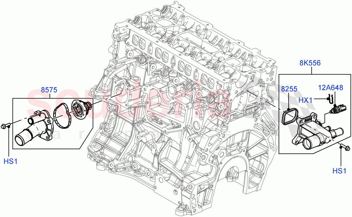 Thermostat/Housing & Related Parts (2.0L 16V TIVCT T/C 240PS Petrol, Itatiaia (Brazil)) ((V) FROMGT000001) of Land Rover Land Rover Discovery Sport (2015+) [2.0 Turbo Petrol GTDI]
