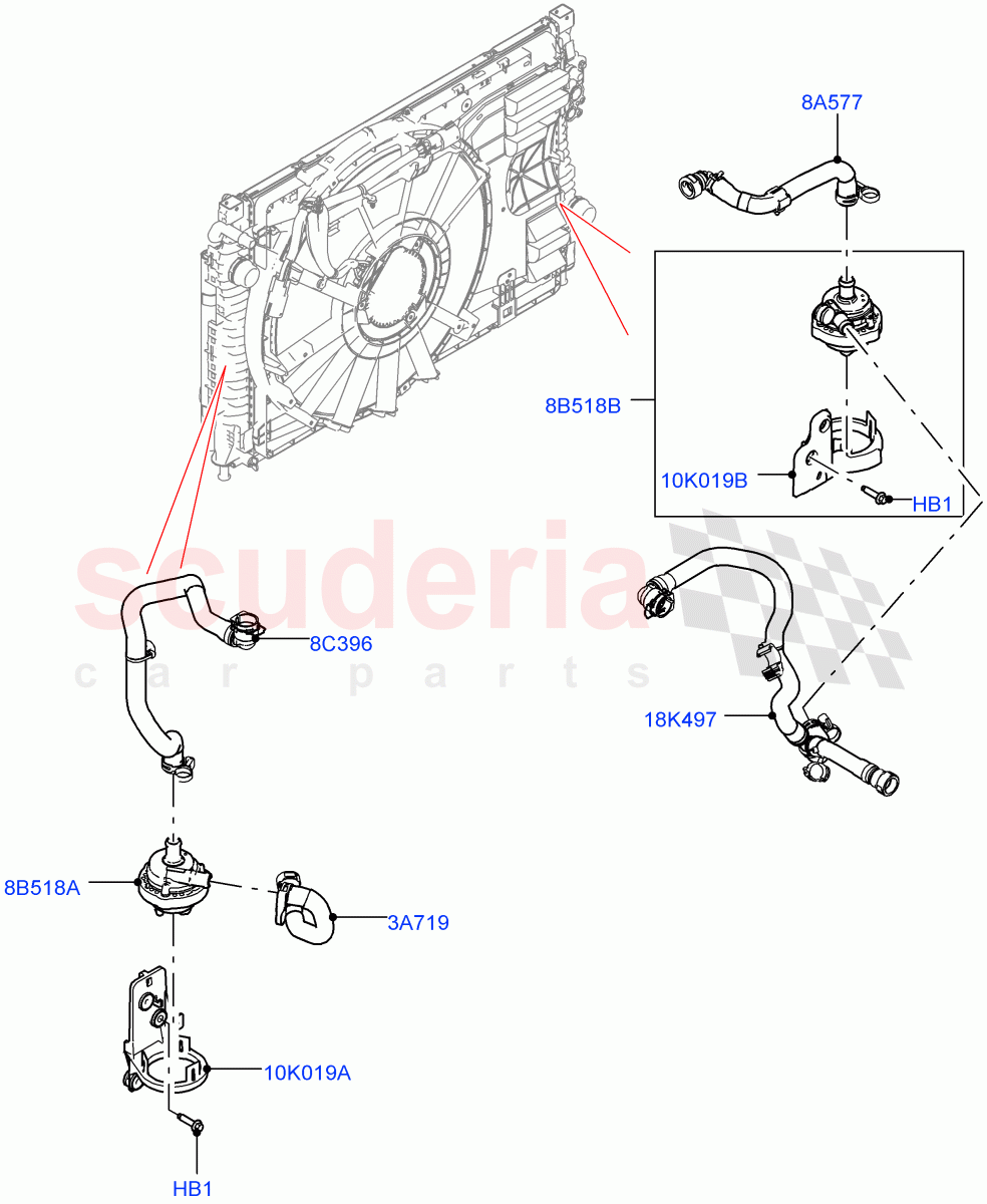 Water Pump(Auxiliary Water Pump Assembly)(1.5L AJ20P3 Petrol High PHEV,Halewood (UK))((V)FROMLH000001,(V)TOLH999999) of Land Rover Land Rover Discovery Sport (2015+) [1.5 I3 Turbo Petrol AJ20P3]