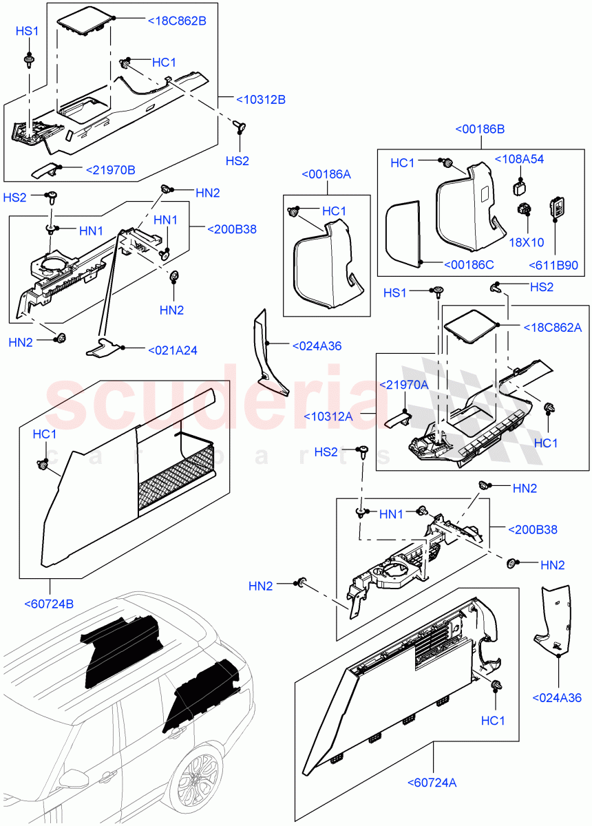 Side Trim(Luggage Compartment)(With 40/40 Split Individual Rr Seat) of Land Rover Land Rover Range Rover (2012-2021) [3.0 Diesel 24V DOHC TC]